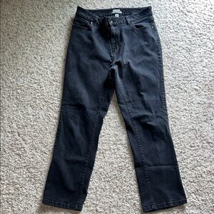 L.L. Bean Vintage Womens Black Dark Gray Straight Jeans Size 14 Petite